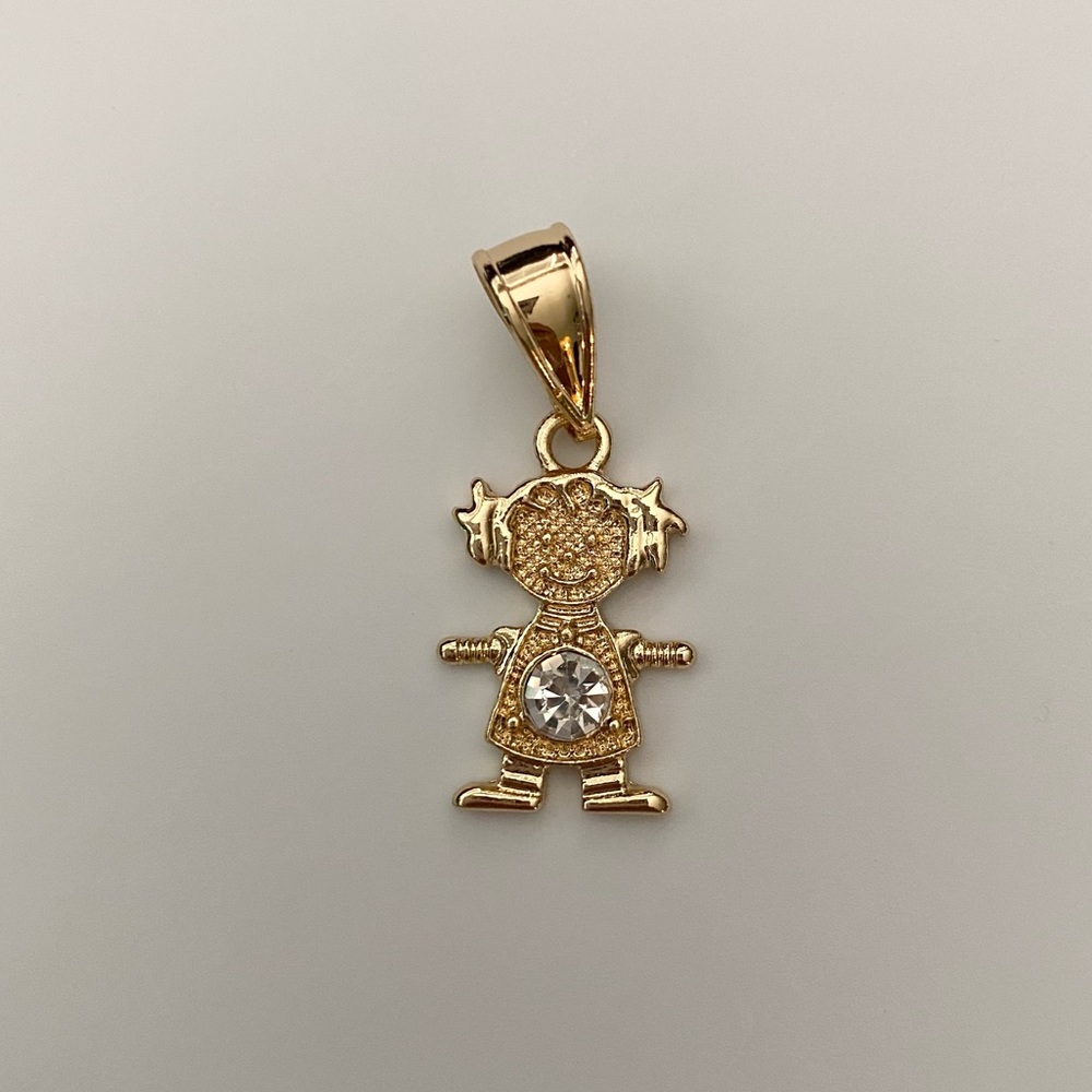 April (Diamond) 14K Plated Girl Pendant